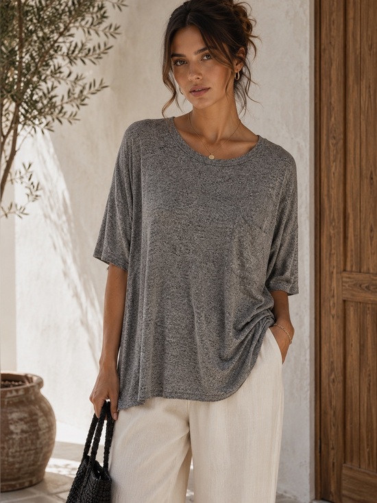 For The Republic Tops - For The Republic Gray Oversized Knit Top 1X